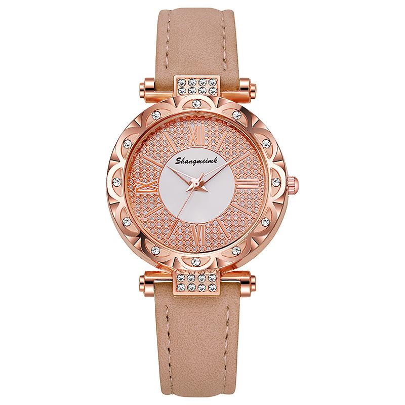 

Женские кварцевые часы с циферблатом со стразами, кожаный ремешок, наручные часы хаки