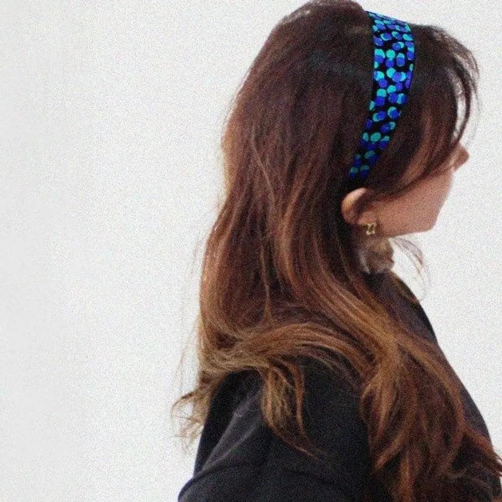 Chunky silk hairband_Blue pattern silk hairband