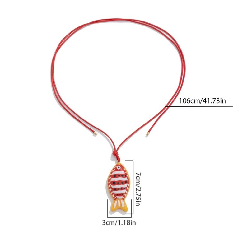 Handmade Casual Beach Jewelry Accessory Artistic Crafted Surfer Neckwear Adjustable Neck Chain Jewelry with Fish Pendant
