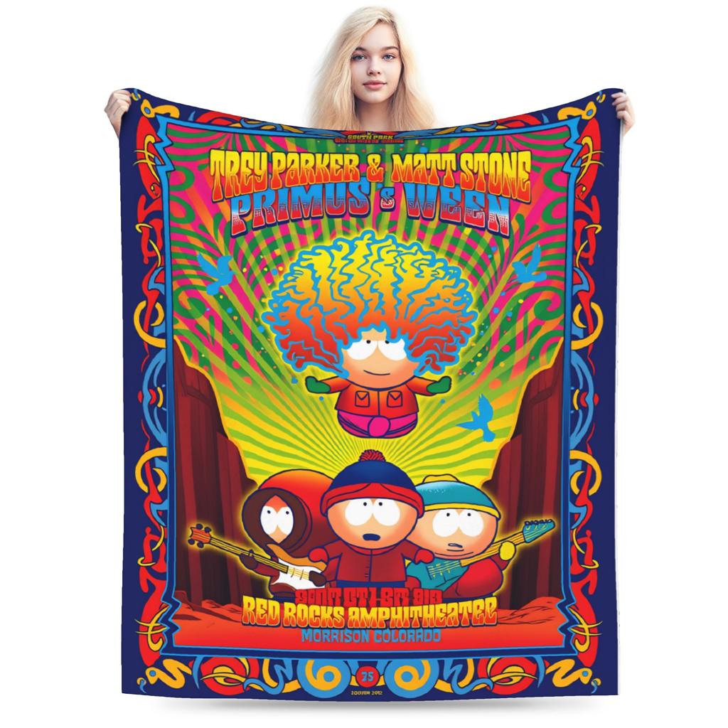 Soft Warm Blanket Southes Cartoon Parks Boy Girl Plush Throw Blanket Street Trend Couch Bed Flannel Bedspread Sofa Bed Cover