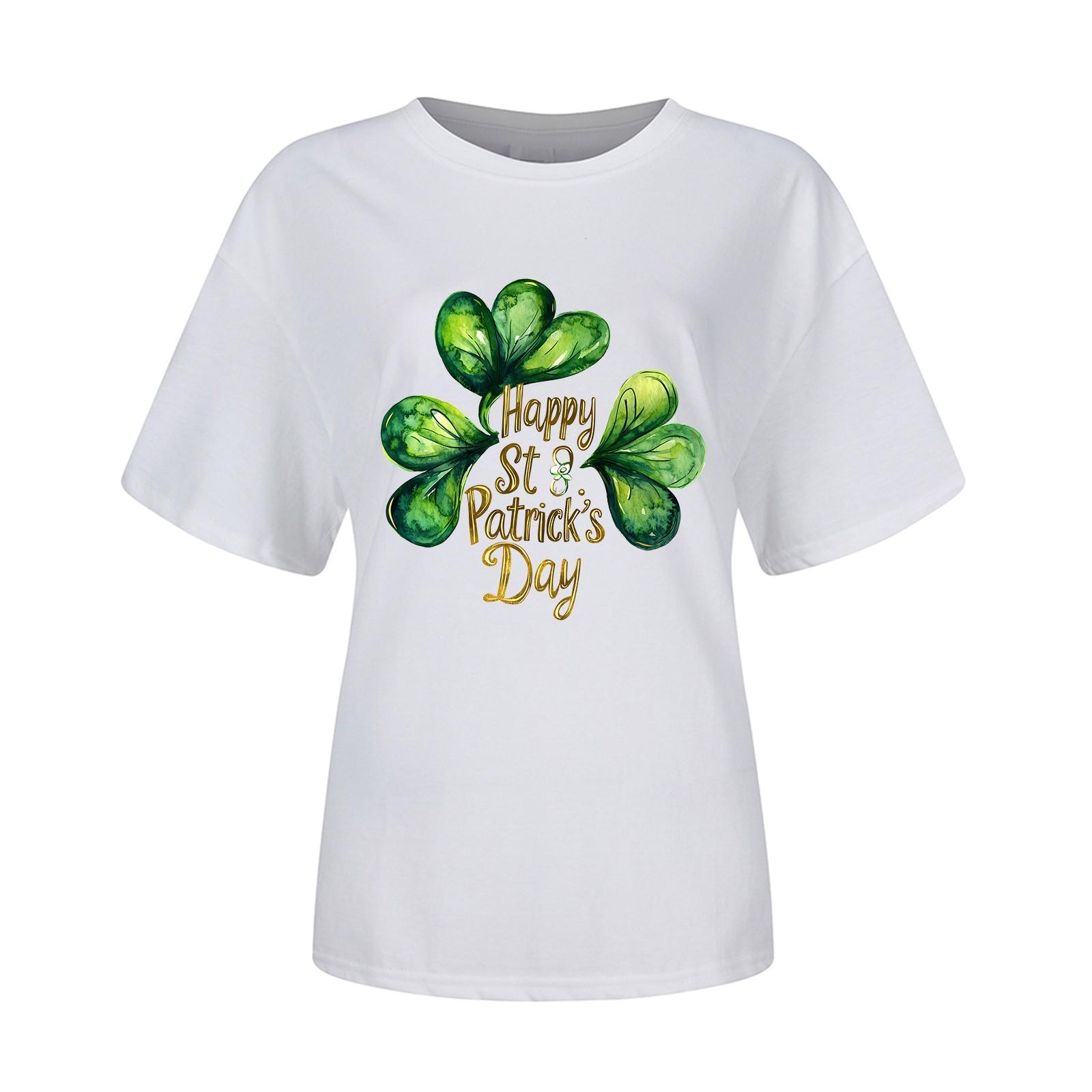 

Унисекс ул.. Короткие рукава с графикой ко Дню Святого Патрика XL белый