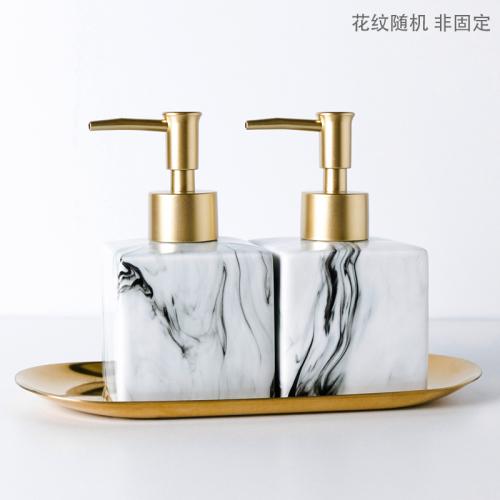Creative Marbled Ink Dots Ceramic Lotion Bottle Bathroom Accessories Gold Press Shampoo Bottling Container Soap Dispenser Home