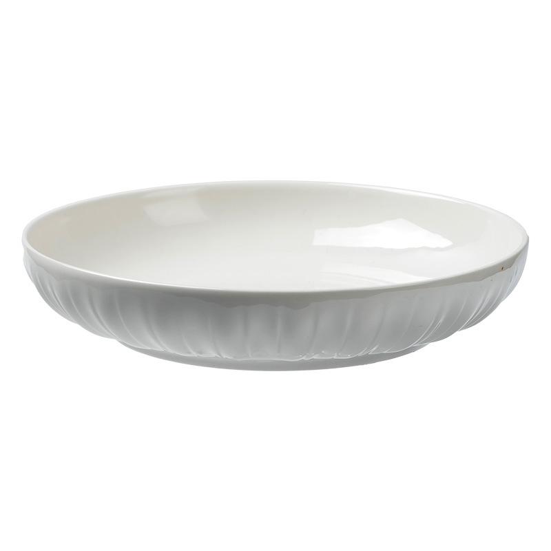 Retro Style Simple Ceramic Deep Plate High Sense Household Dish Round Pure White Restaurant Steak Pasta Plate Tableware