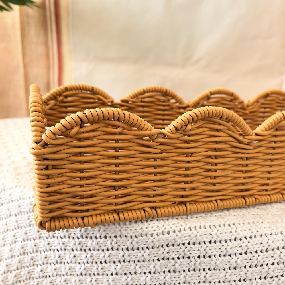 Cesta Tejida de Mimbre Ligera Mimbre de Imitación Cesta de Almacenamiento Práctica Decoración del Hogar