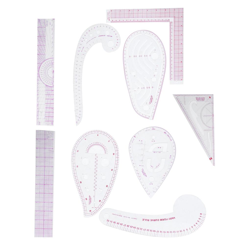 Juego de 9 reglas de costura, regla curva multifuncional, accesorios de medición de sastre.