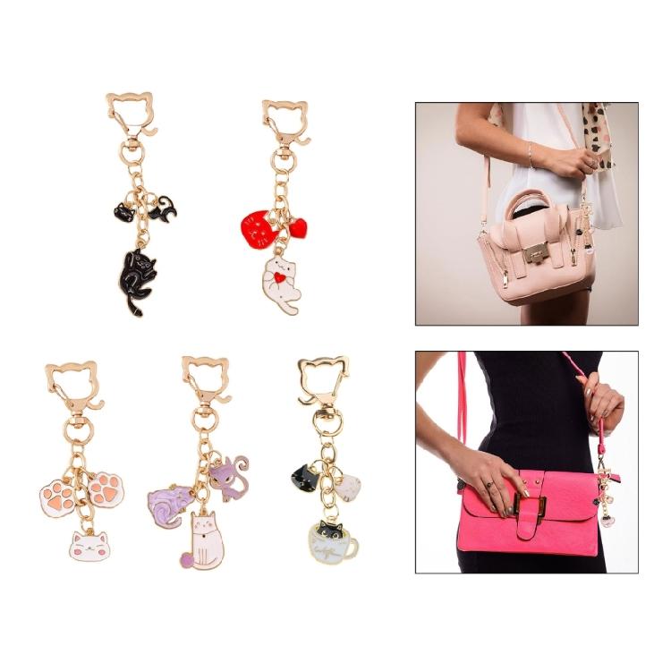 Creative Cats Bag Accessory Animal Print Keychain Metal Keychain Bags Pendant Backpack Decors For Women and Girls