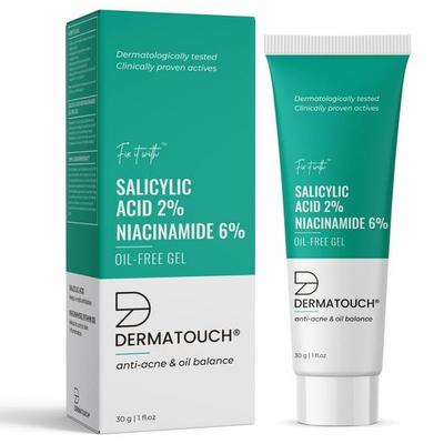 Dermatouch Salicylsyra 2% Niacinamid 6% Anti-Akne Oljefri Gel För Aktiv Akne, Oljebalansering, Porsammandragning - 30G