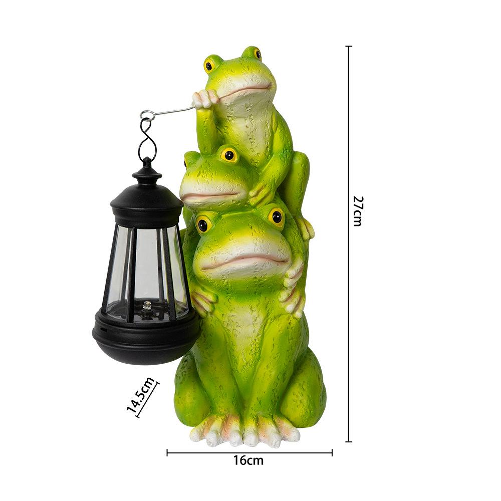 JYL TS/006,Solar Stacking Frog Sculpture Decor for Outdoor Garden Lawn and Patio Resin Ornament