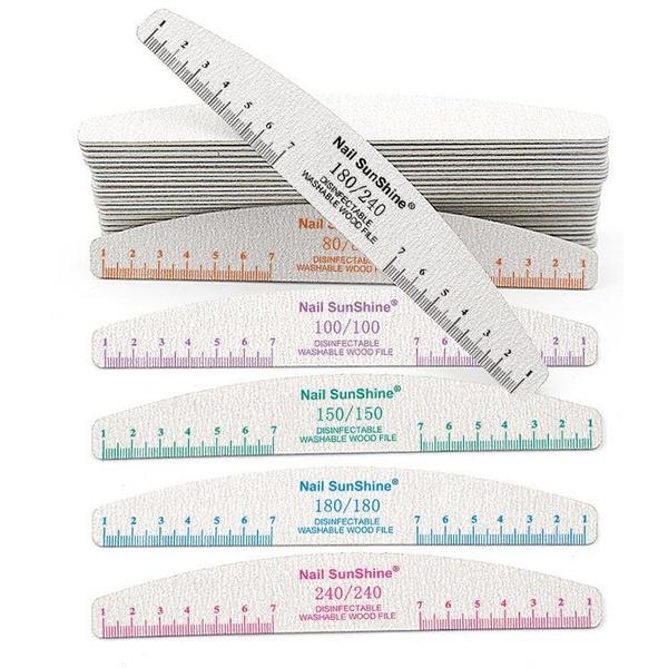 2Pcs Half Moon Nail File Sandpaper 80/100/150/180/240 Nail Sanding File Buffer For Manicure Polishing Nail Tools