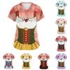 Women's V Neck Short Sleeve Work Shirt with Pockets Oktoberfest Print Medical Scrub Top Nursing Uniform Tee for Healthcare Professionals