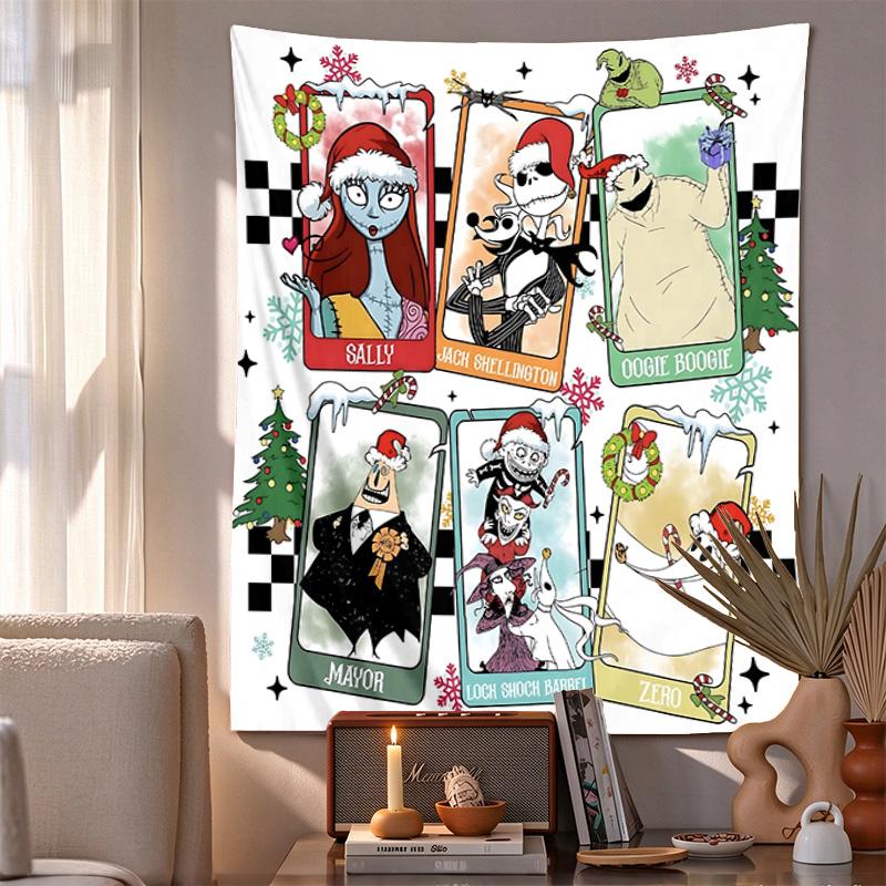 Nightmare Christmas Pattern Tapestry Wall Hanging Boho Aesthetic Wall Blanket For Bedroom Living Room Dorm Home Wall Decor 1012596