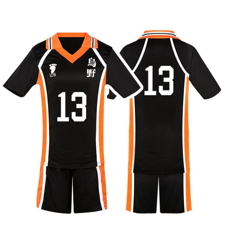 Departamento de voleibol universitario conjunto de tops de manga corta y pantalones cortos de voleibol ropa de cosplay de animación de dibujos animados