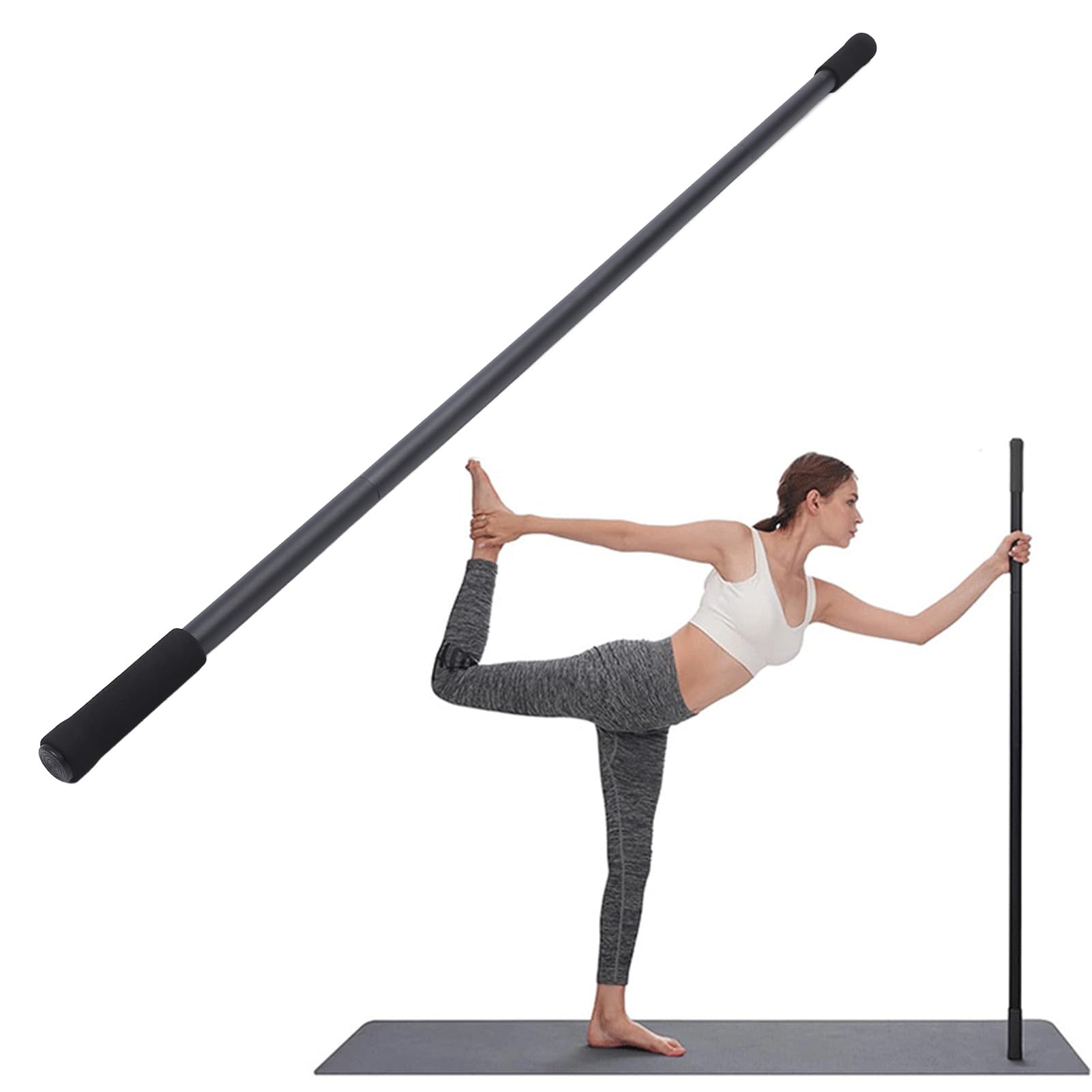 

Yoga Stick, 60-inch Adjustable Stretching Stick for Mobility, Flexibility, and Balance, Heavy-Duty Steel Versatile Exercise Stick with 4 Steel Rods an
