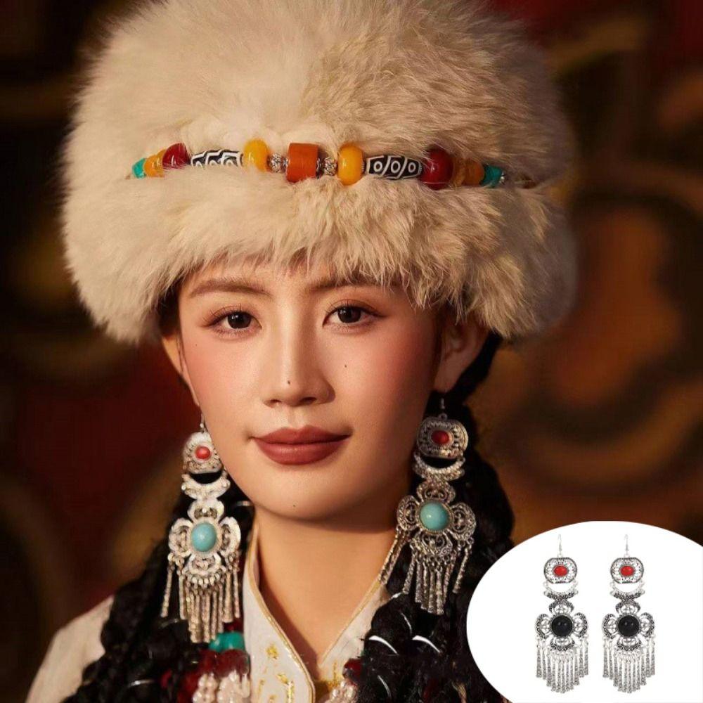 Zinc Zinc Alloy Retro Tassel Earrings Luxury Ethnic Style Ear Studs Elegant Rhinestone Pearls Ear Drop  Girls