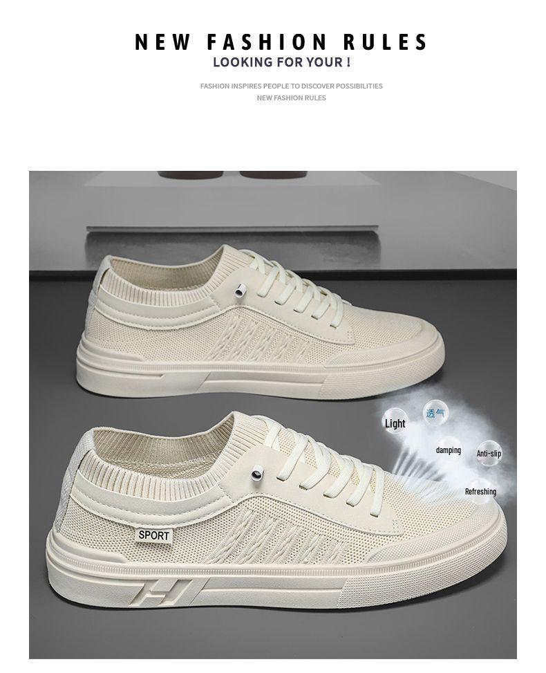 Sommarherrarnas Mesh Andningsbara Slip-on Sneakers: Luktbeständiga Flyknit Körskor för Skate