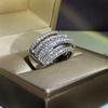 Multi Cross Paved CZ Rings Women High Quality CopperColor Wedding Bands Accessories