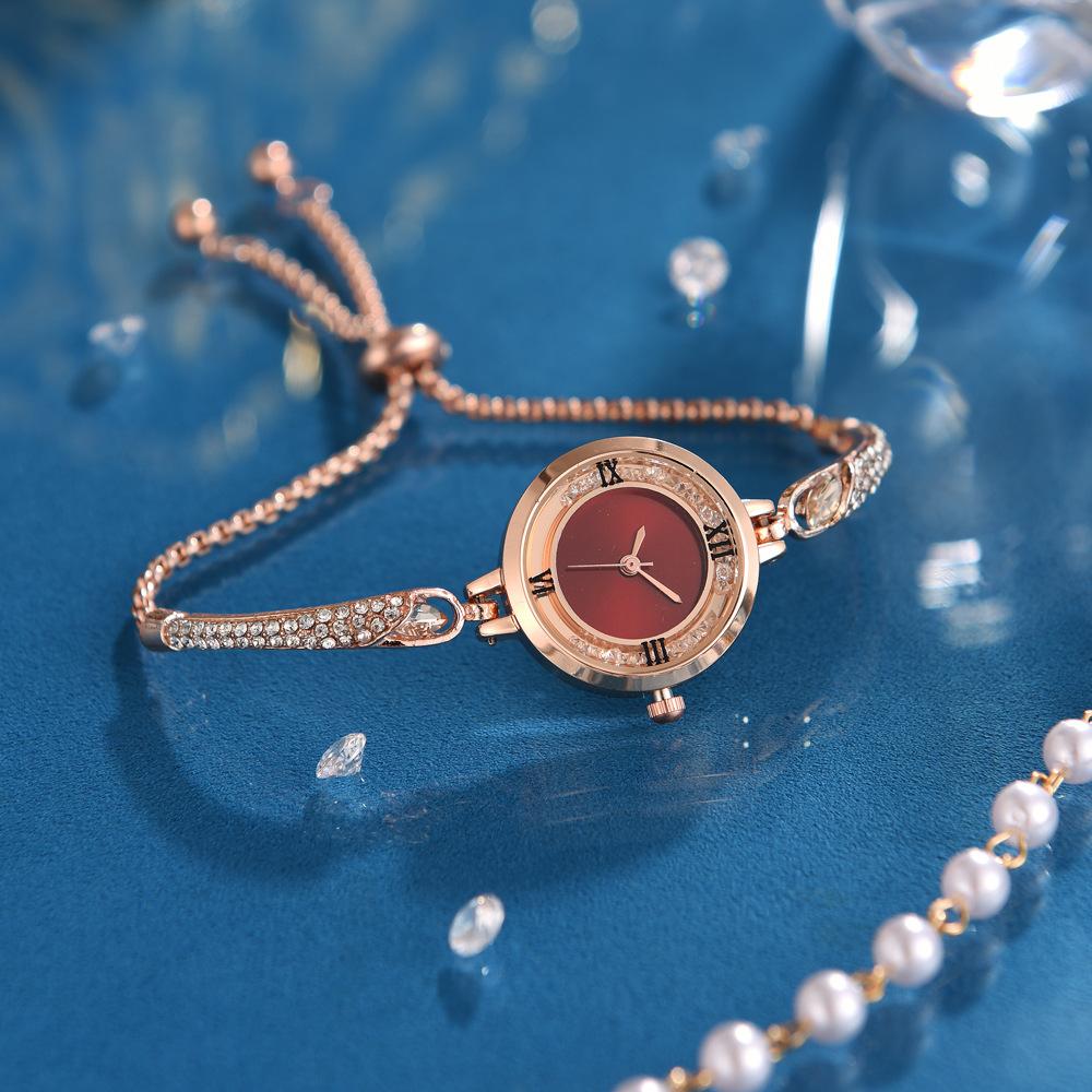 New rhinestone quicksand studded simple fashion pull-out bracelet quartz watch for Christmas and Halloween gifts