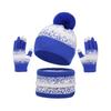 3Pcs/Set Winter Hat Scarf Gloves Set Plush Ball Decor Hat Thickened Plush Lining Neck Gaiter Touch Screen Gloves Set