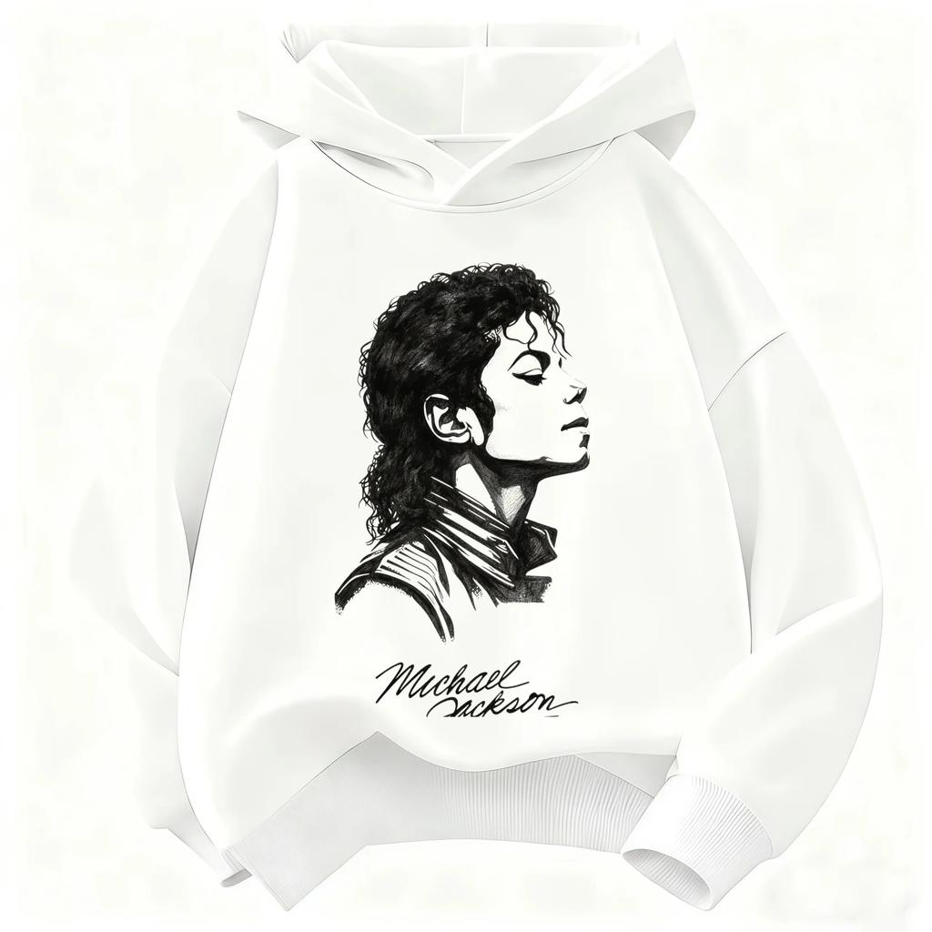 New Michael Jackson Style Printed Hoodie Men Women Vintage Pop Music King Graphic Pullover Casual Fashion Loose Sweatshirt
