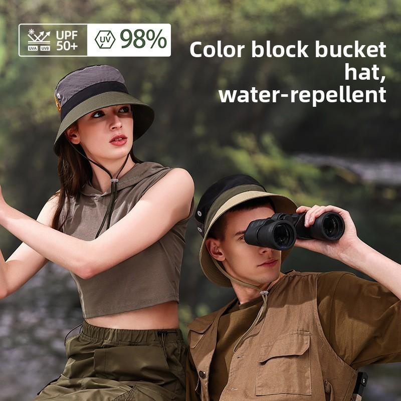Block Color Fisherman Cap Breathable Nylon Sun Protection Hat For Sports Outdoor