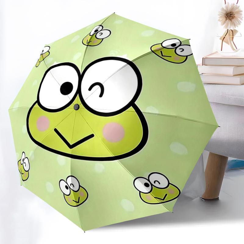 1pc Automatic Opening Umbrella with Frog Face Design - Portable Folding Design, 8-Bone Iron Frame, Outdoor Use, Perfect Gift for Fans, Travelers, Dail