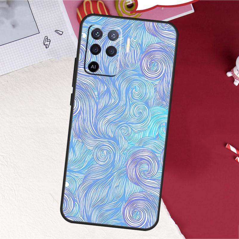 Japanese Style Floral Texture Case For Oppo A18 A98 A38 A58 A78 A60 A80 A40 A96 A76 A16 A94 A74 A54 A15 A17 A57 A77 A5 Pro