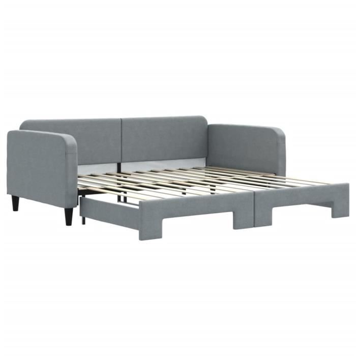 VidaXL Lit de jour avec lit gigogne gris clair 100x200 cm tissu 3196821