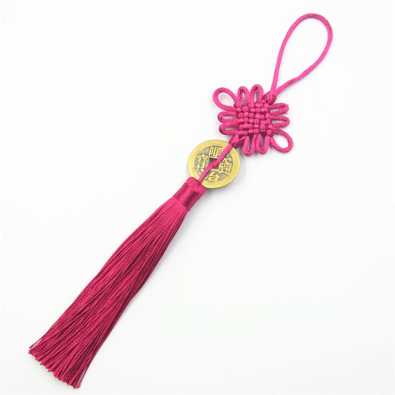 

Китайский узел ручной работы с кисточкой из настоящей медной монеты подвеска для автомобиля китайский узел подвеска декоративный специальный подарок One Emperor Money Chinese Knot розы красного