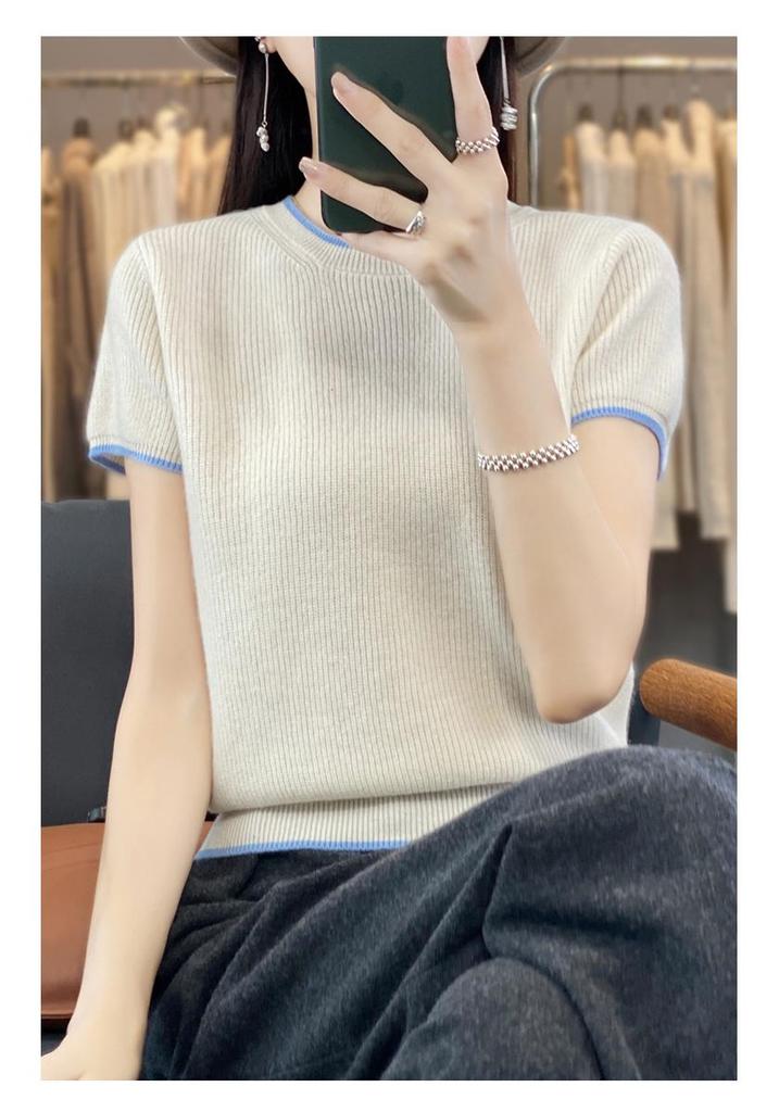 Women's Round Neck Solid Color Sweater - Versatile Knit Pullover for Autumn/Winter