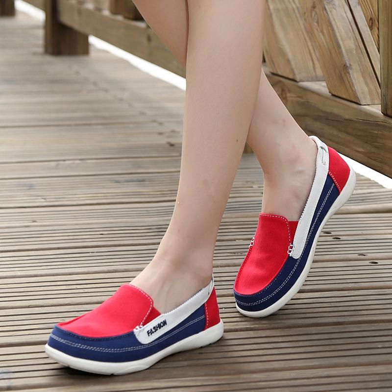 Cloth shoes spring and autumn soft-soled flat-heeled leap month shoes lazy canvas shoes 35 красный