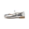 Augustine silver Mary Jane shoes 2025 new summer French thick heel beautiful single shoes not tired feet with skirts