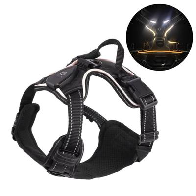 Durable Light Up LED Dog Harness Adjustable Rechargeable Luminous Pet Chest Strap Soft Flashing Dog Glow Vest for Night Walking