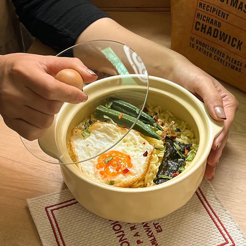 8-inch Korean Ceramic Noodle Bowl with Lid