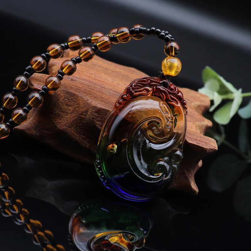 Chinese Style Three Colours Guanyin Buddha Necklace Pendant Exquisite Mascot Sweater Chain Fashion Jewelry Holiday Gift