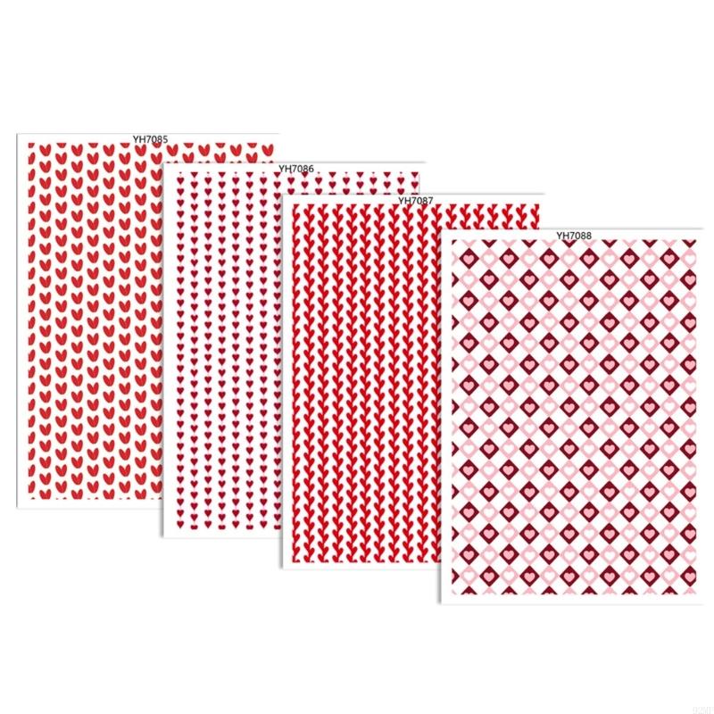 92MF 4Pcs Clay Earring Transfer Paper Valentine Love Heart Transfer Paper Jewelry Making Supply Water Soluble Transfer Paper