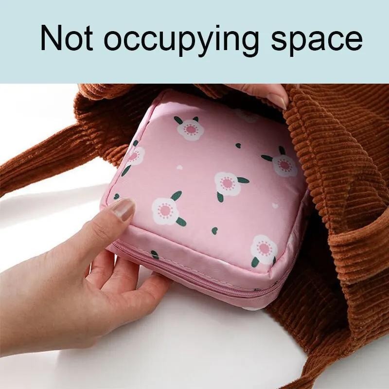 Sanitary Napkin Storage Bag Cotton Cloth Portable Sanitary Napkin Pads Storage Bags Feminine Menstruation