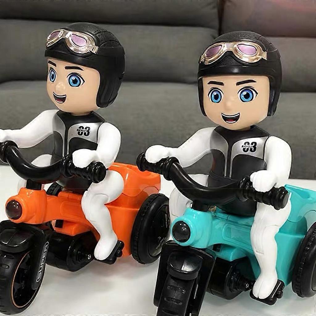 Electric Mini Car Toy Stunt Bike Toy for Kindergarten Interactive Learning Toy with Music Funny Gift for Activity Center  Orange