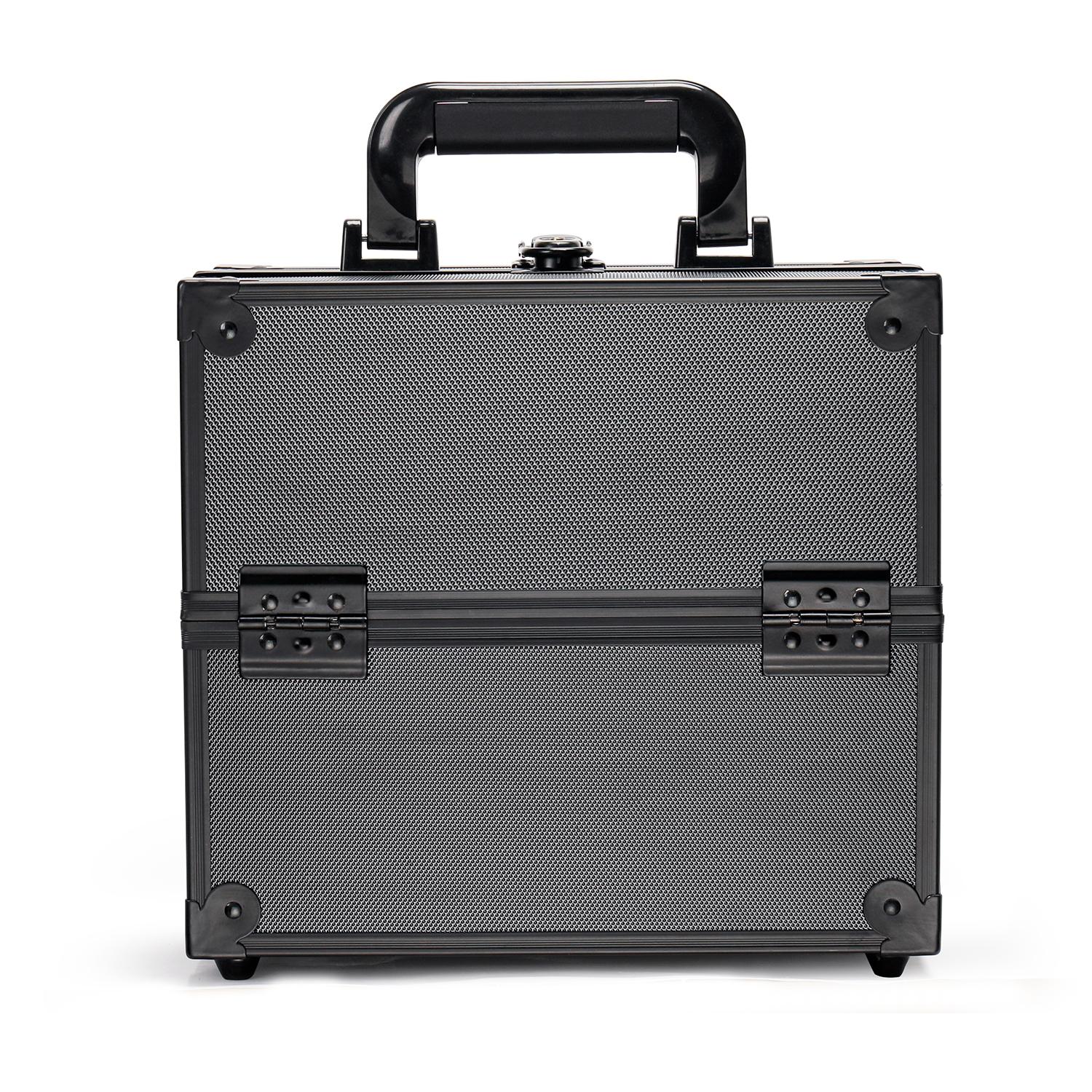 

Aluminum Alloy Makeup Train Case Jewelry Box Organizer, Large Capacity, With Handle чёрный