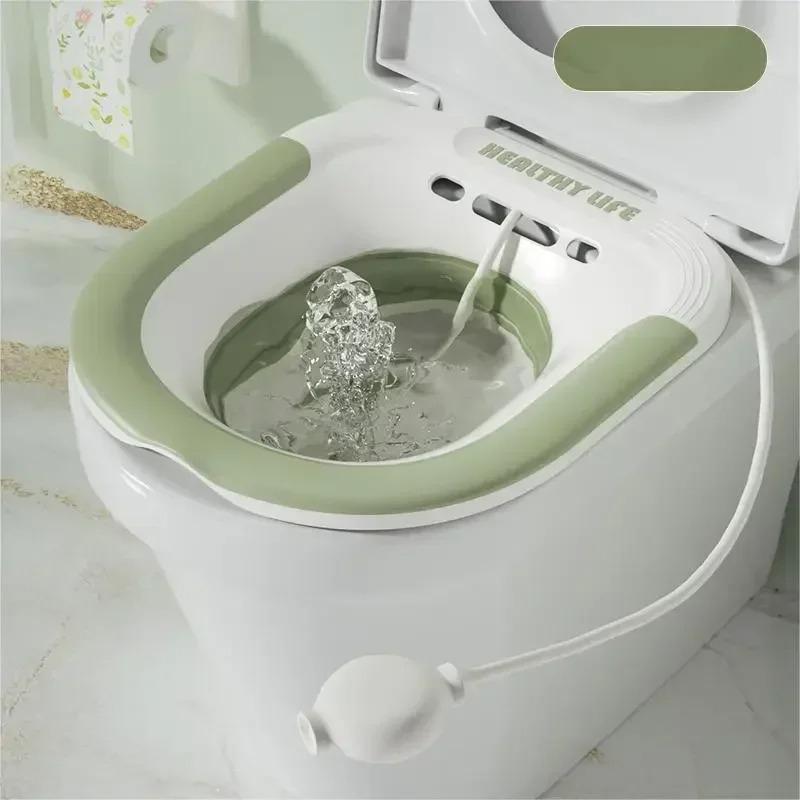 

Ergonomic Foldable Portable Toilet Sitz Bath Soaking Basin for Pregnant Women and Hemorrhoid Patients Treatment Care зелений