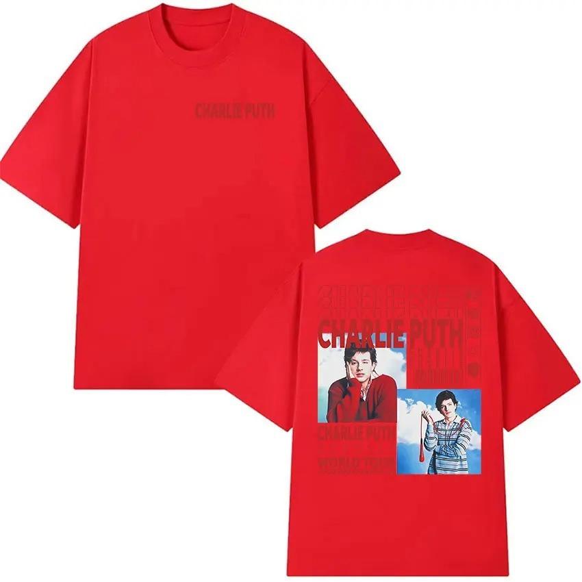 Unisex Fashion Vintage Oversized Cotton Tshirt Streetwear Rapper Charlie Puth Whatevers Clever World Tour 2026 Graphic T Shirts