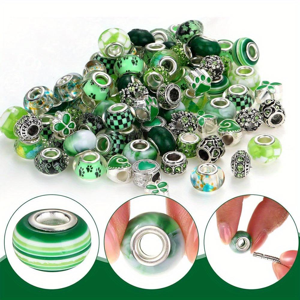 7/14/21 Stück Harzmaterial Grüne Serie Großlochperlen Zufälliger Stil Bastel Zwischenperlen DIY Armband Halskette Ohrringe Schlüsselanhänger Schmuckzubehör