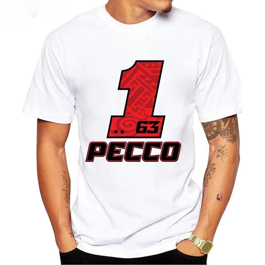 Francesco Bagnaia Pecco 1 GP Riding T-Shirt Hip Hop Boy Rider Casual T Shirt Pecco 63 Man Motorcycle Sport Racing White Tees