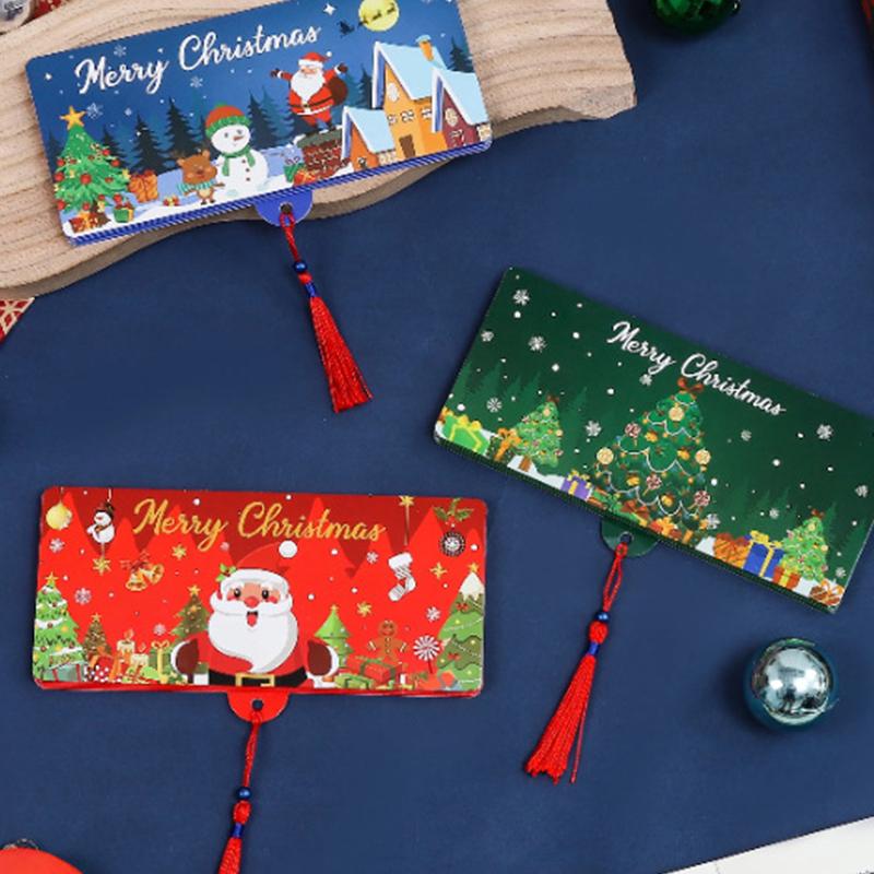 2Pcs Holiday Red Envelope 10-Slot Christmas Money Bag And Gift Card Clip Perfect For Christmas Birthdays And Thanksgiving