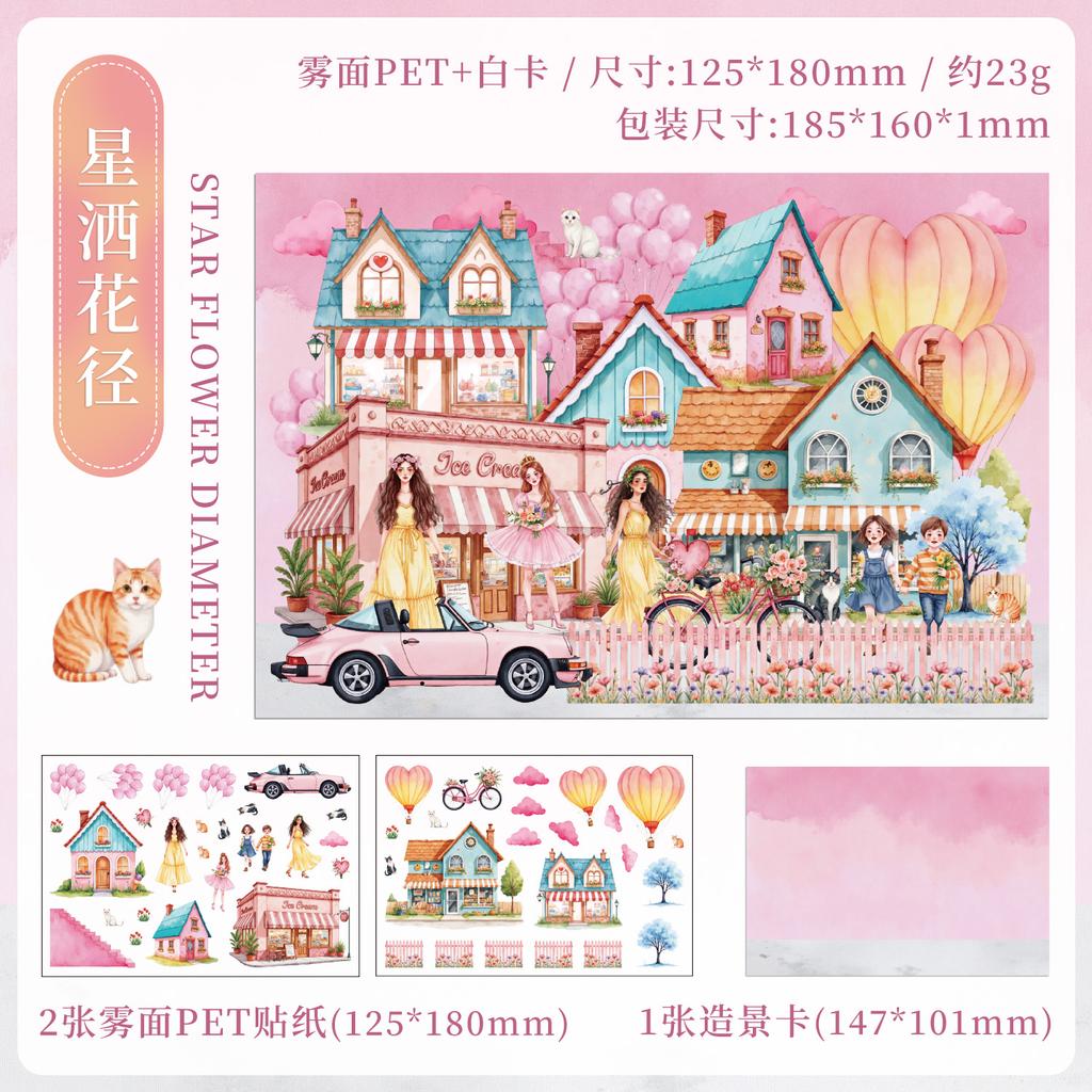 3 Pcs Four Seasons Scenery PET Die Cut Sticker Pack Handmade Scrapbook Diary Stickers Decorative Aesthetic Stationery Supplies