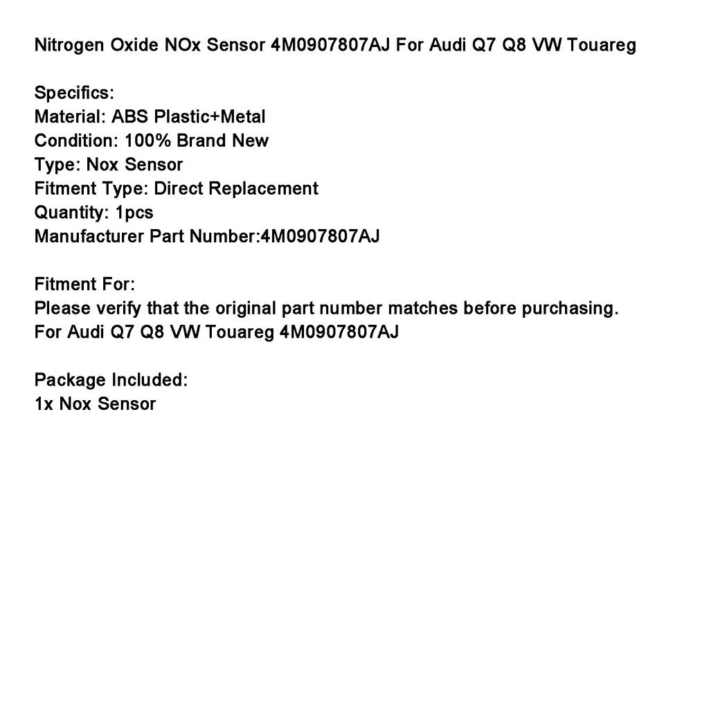 Nitrogen Oxide NOx Sensor 4M0907807AJ For Q7 Q8 VW Touareg