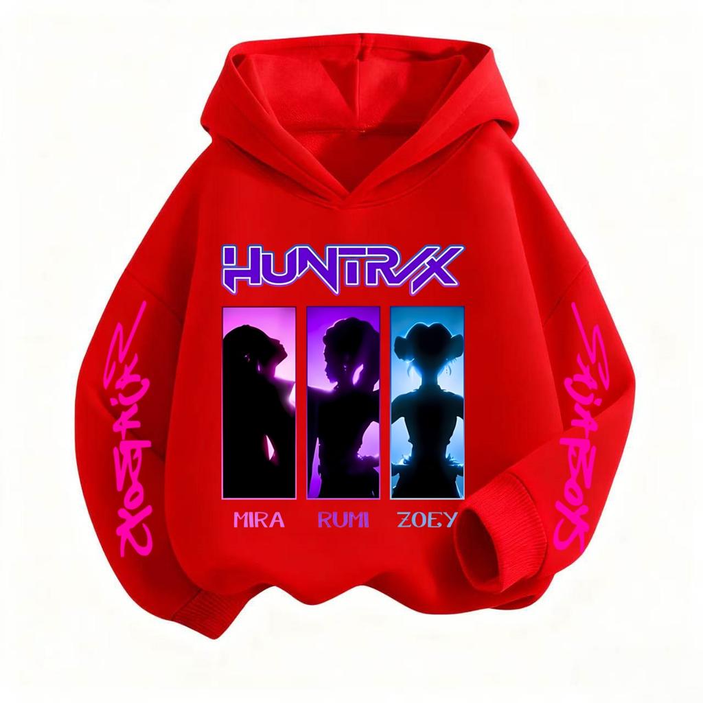 Bluzy i bluzy dla dziewcząt Nowy K-pop Demon Hunter Słodki nadruk z kreskówki Dziewczęca codzienna sportowa bluza z kapturem