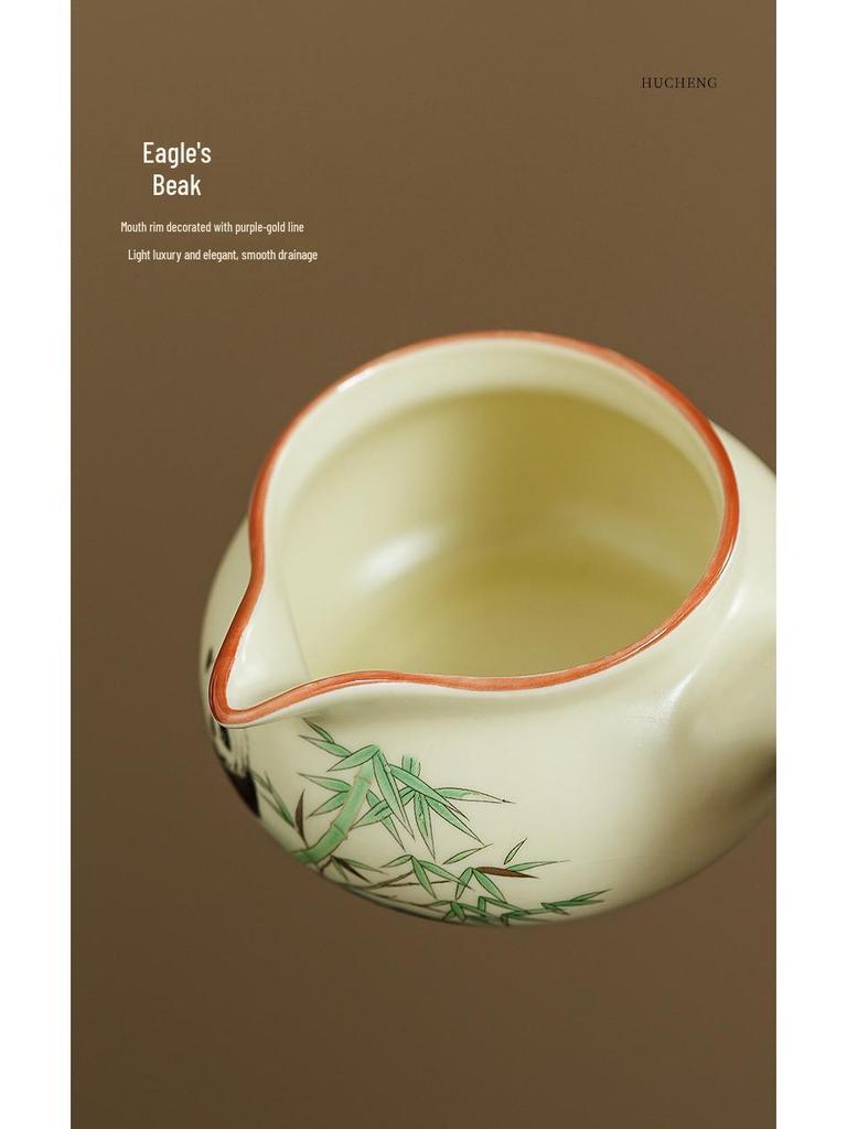 Panda Ru Kiln Kung Fu Tea Set: 2024 Gaiwan & Teapot, Ideal for Home or Gift