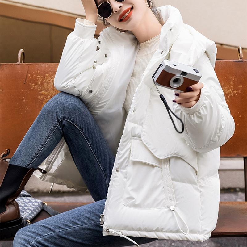 Autumn and Winter Fashion Women's Bread Jacket Short Down Cotton Jacket Korean Version Loose Casual Cotton Jacket Jacket Cotton Coat