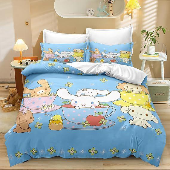 

Home Textile Three-Piece Blue Big-Eared Dog Cartoon Digital Printing Quilt Pillowcase Bedding 90 * 200