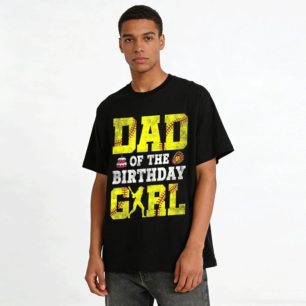 Papa des Geburtstagskindes Softball-Thema Familienoberteil Reines Baumwoll-T-Shirt